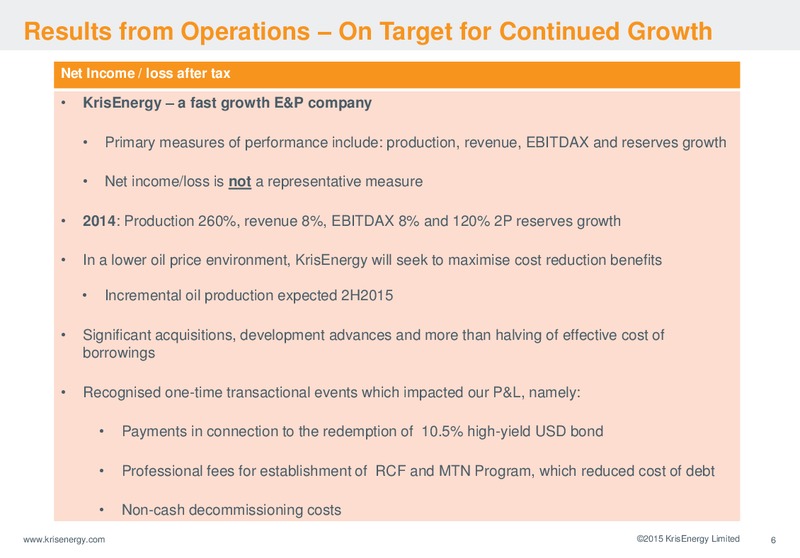SHAREHOLDERS FORUM – Krisenergy Ltd. – slide 6