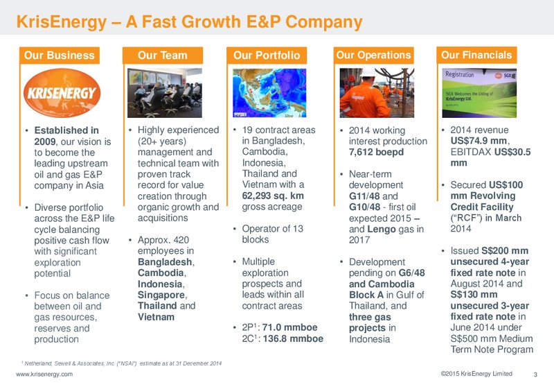 INVESTOR PRESENTATION – Krisenergy Ltd. – slide 3