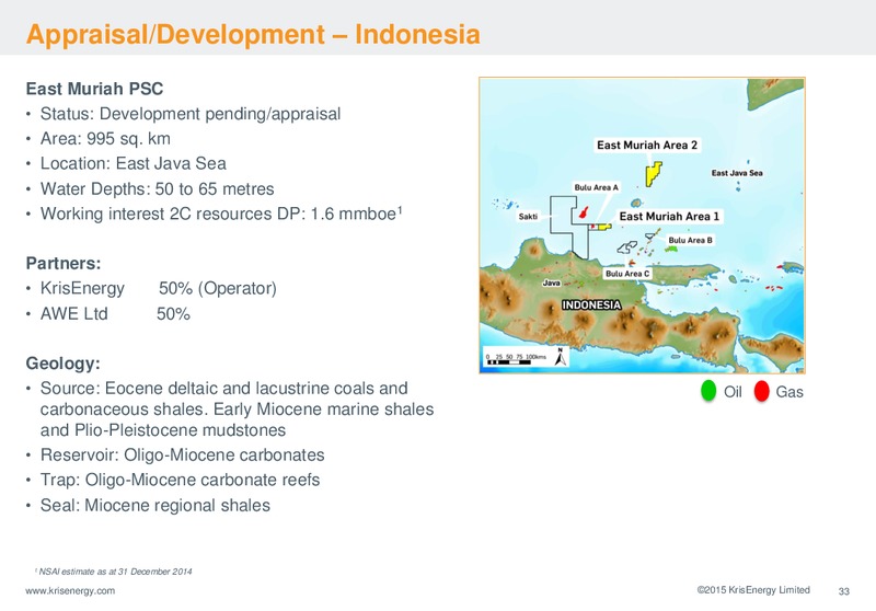 INVESTOR PRESENTATION – Krisenergy Ltd. – slide 33