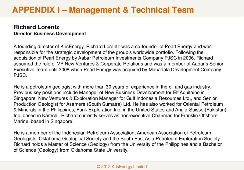 APRIL 2012 CORPORATE PRESENTATION – Krisenergy Ltd. – slide 26