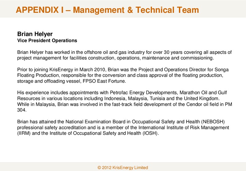 APRIL 2012 CORPORATE PRESENTATION – Krisenergy Ltd. – slide 34