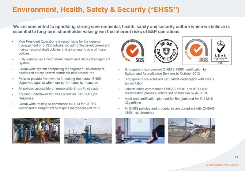 DECEMBER 2013  CORPORATE PRESENTATION – Krisenergy Ltd. – slide 10