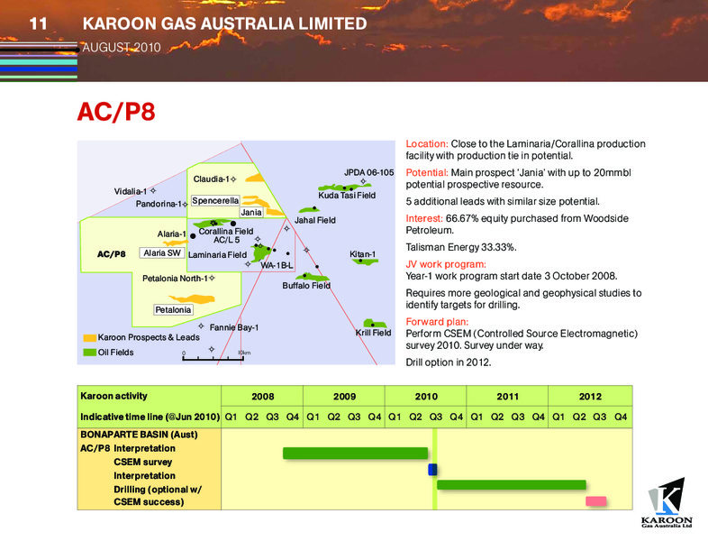 AUGUST 2010 CORPORATE PRESENTATION – Karoon Gas Australia Ltd – slide 11