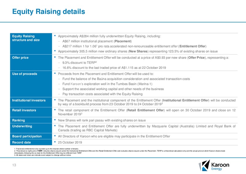 Acquisition of the Bauna Oil Field and Equity Raising – Karoon Gas Australia Ltd – slide 10