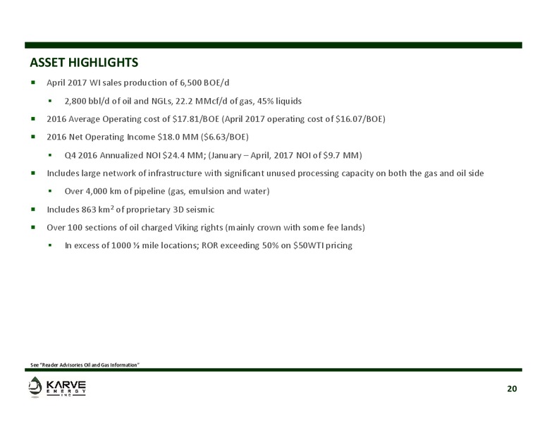 July 2017 Corporate Presentation – Karve Energy Inc – slide 19
