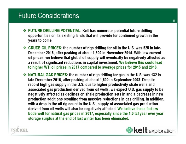 January 2017 Corporate Presentation – Kelt Exploration Ltd. – slide 36