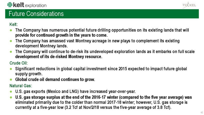 December 2018 Corporate Presentation – Kelt Exploration Ltd. – slide 42
