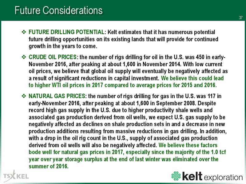 December 2016 Corporate Presentation – Kelt Exploration Ltd. – slide 38