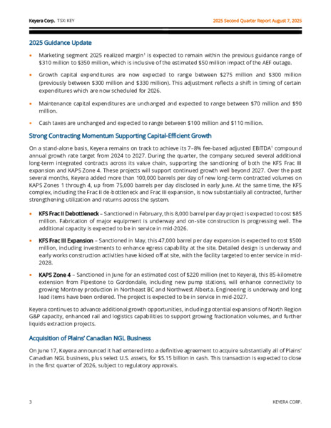 2Q 2025 Report – Keyera Corp. – slide 3