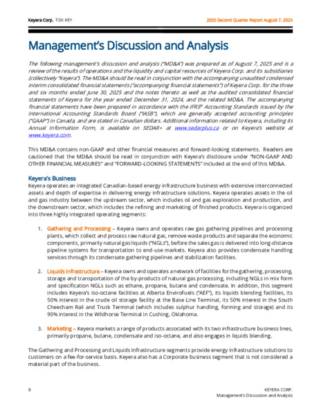 2Q 2025 Report – Keyera Corp. – slide 8