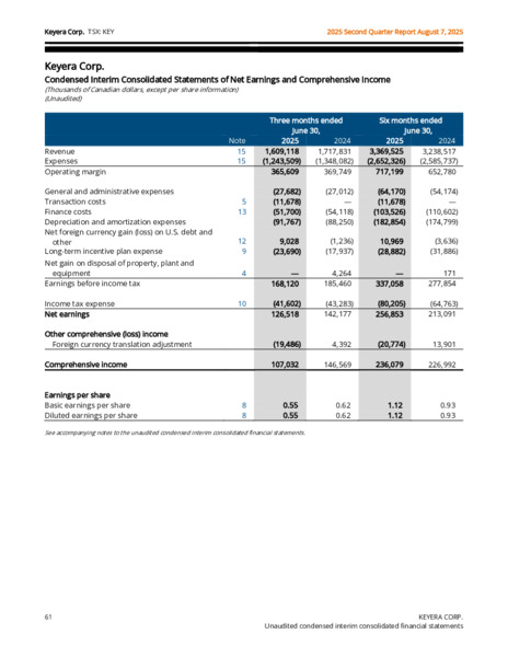 2Q 2025 Report – Keyera Corp. – slide 61