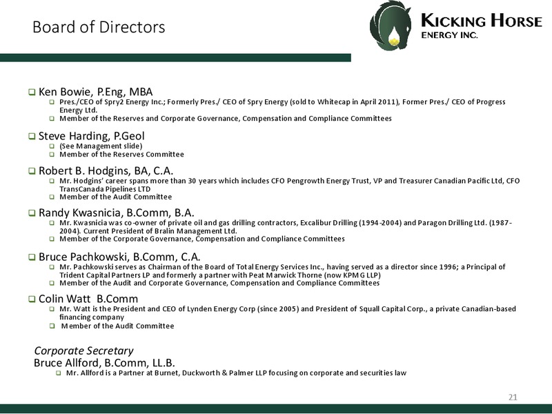 Q3 2015 CORPORATE PRESENTATION – Kicking Horse Energy Inc. – slide 19