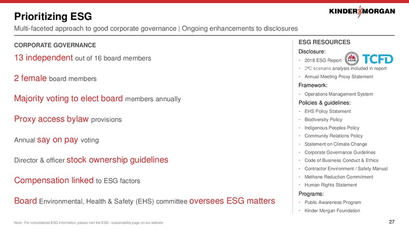 March 2020 Investor Presentation – Kinder Morgan, Inc. – slide 26