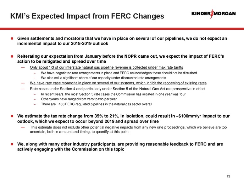 1Q 2018 Earnings Presentation – Kinder Morgan, Inc. – slide 22