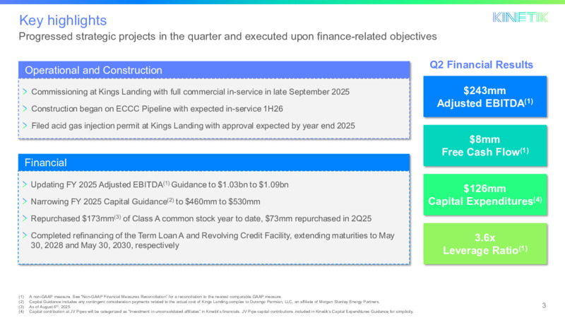 2Q 2025 Results – Kinetik Holdings Inc. – slide 3