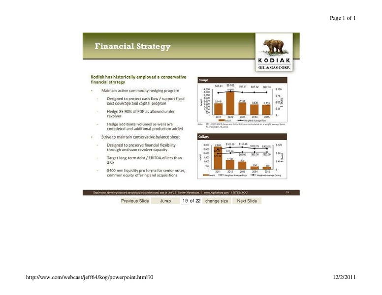 2nd Annual Global Energy Conference – Kodiak Oil & Gas Corp. – slide 19