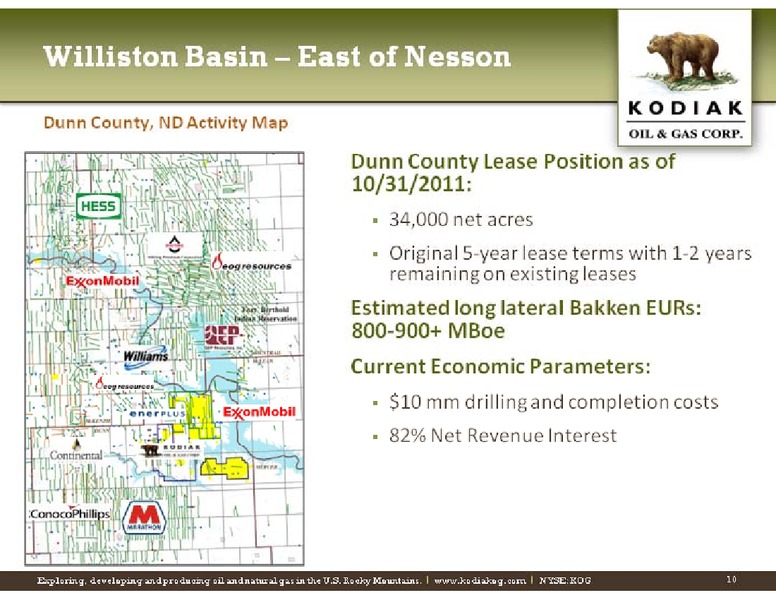 Wells Fargo Securities 10th Annual Pipeline MLP and Energy Symposium – Kodiak Oil & Gas Corp. – slide 10