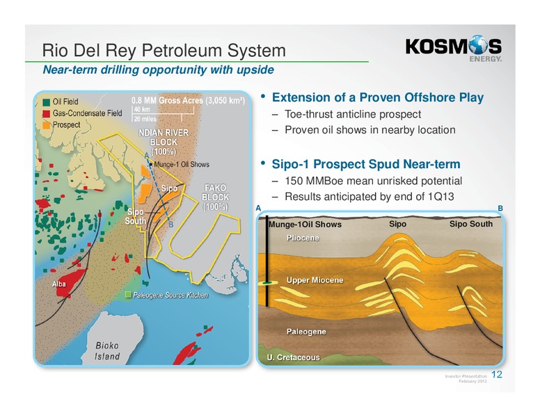 February 2013 Investor Presentation – Kosmos Energy – slide 12