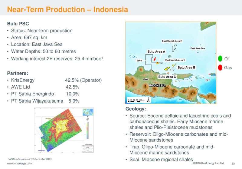 Corporate Presentation March 2016 – Krisenergy Ltd. – slide 30