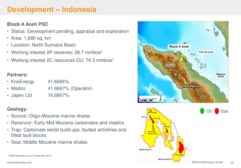 May 2016 Corporate Presentation – Krisenergy Ltd. – slide 31