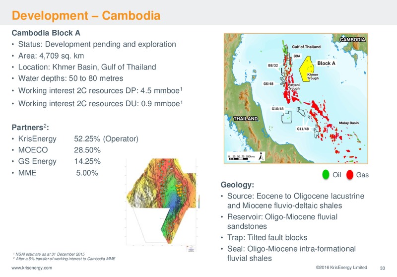 September 2016 Corporate Presentation – Krisenergy Ltd. – slide 33