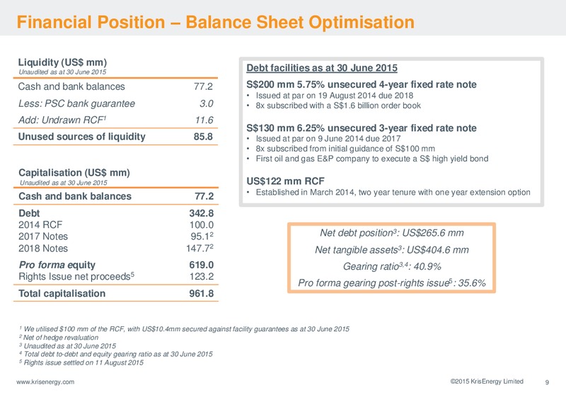September 2015 Corporate Presentation – Krisenergy Ltd. – slide 9