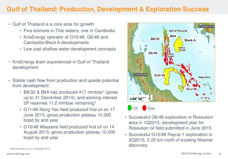 September 2015 Corporate Presentation – Krisenergy Ltd. – slide 14