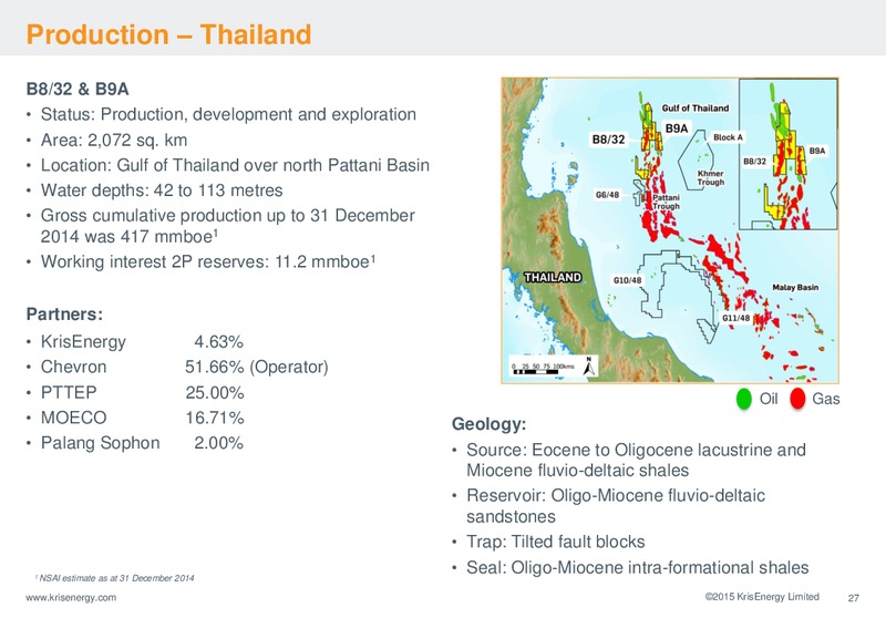 September 2015 Corporate Presentation – Krisenergy Ltd. – slide 27