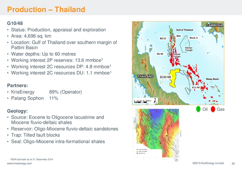 September 2015 Corporate Presentation – Krisenergy Ltd. – slide 30