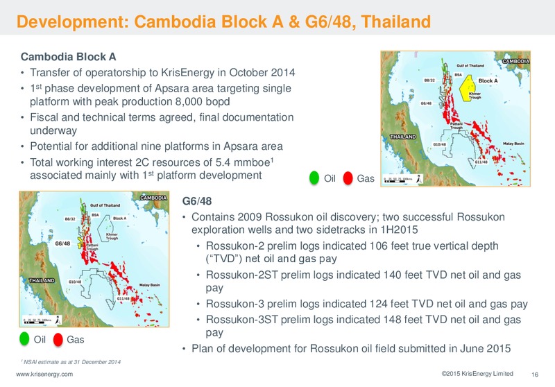 November 2015 Corporate Presenation – Krisenergy Ltd. – slide 16