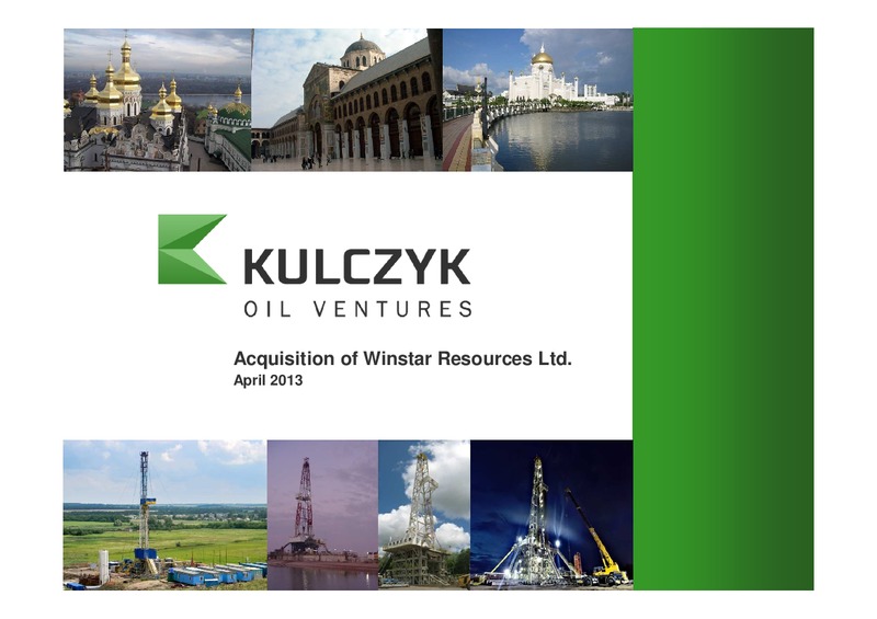 APRIL 2013 INVESTOR PRESENTATION – Kulczyk Oil Ventures Inc. – slide 1