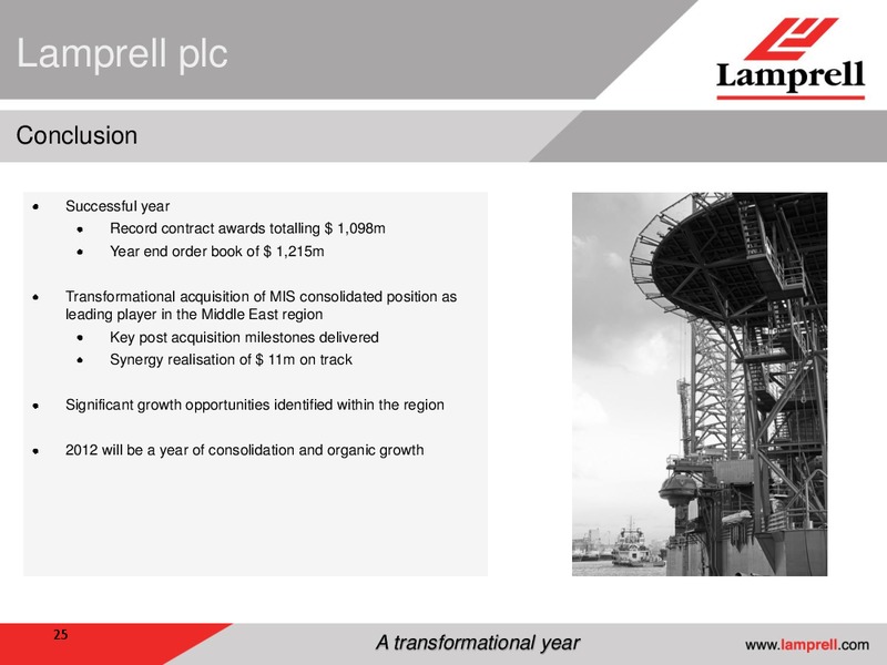 MARCH 2012 PRELIMINARY RESULTS – Lamprell Plc – slide 25