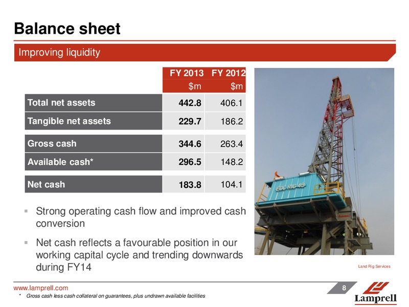 MARCH 2014 FULL YEAR RESULTS – Lamprell Plc – slide 8