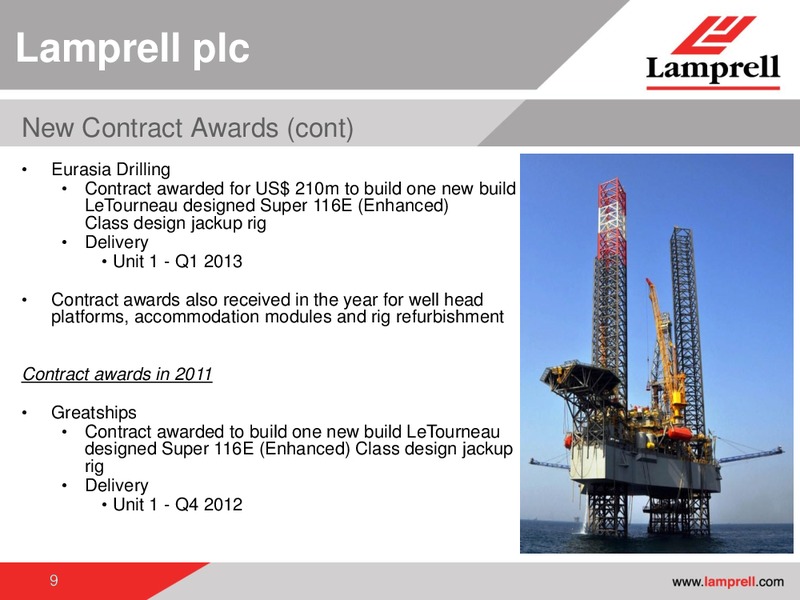 PRELIMINARY RESULTS 2010 – Lamprell Plc – slide 9