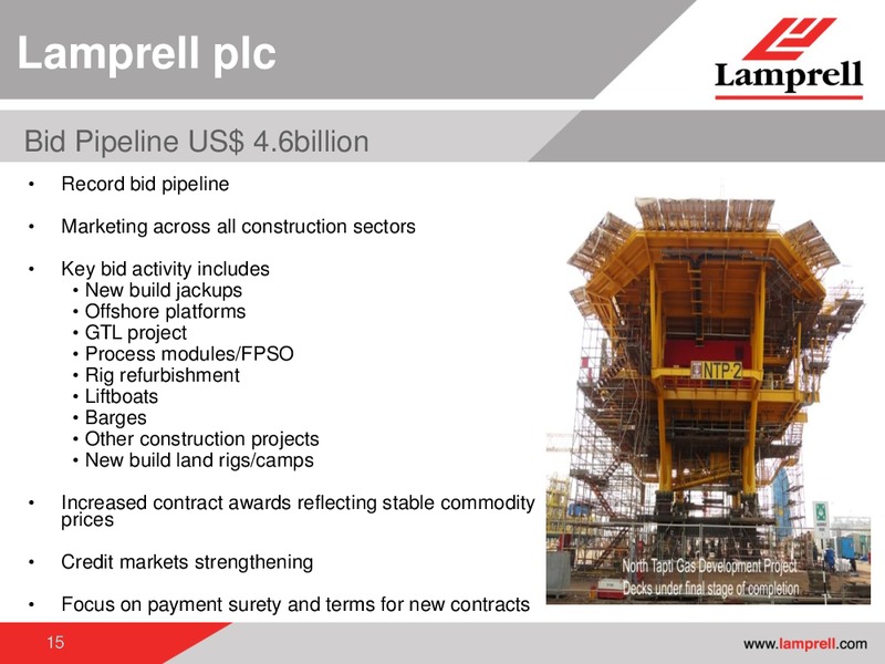 PRELIMINARY RESULTS 2010 – Lamprell Plc – slide 15
