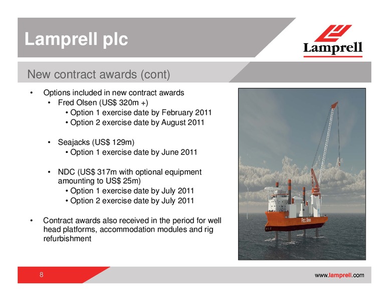 INTERIM RESULTS 2010 – Lamprell Plc – slide 8