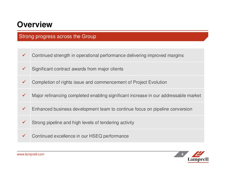 INTERIM RESULTS – Lamprell Plc – slide 4