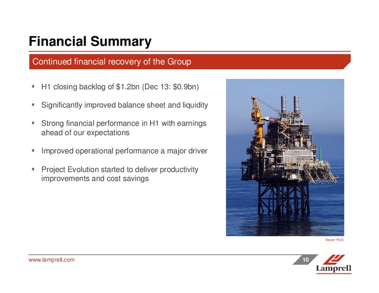 INTERIM RESULTS – Lamprell Plc – slide 10