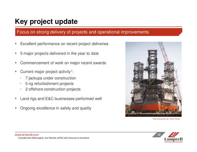 INTERIM RESULTS – Lamprell Plc – slide 12