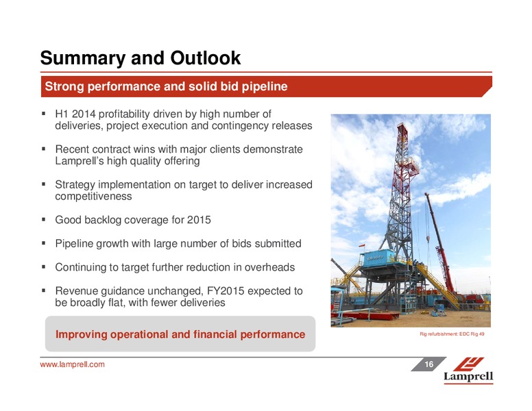 INTERIM RESULTS – Lamprell Plc – slide 16