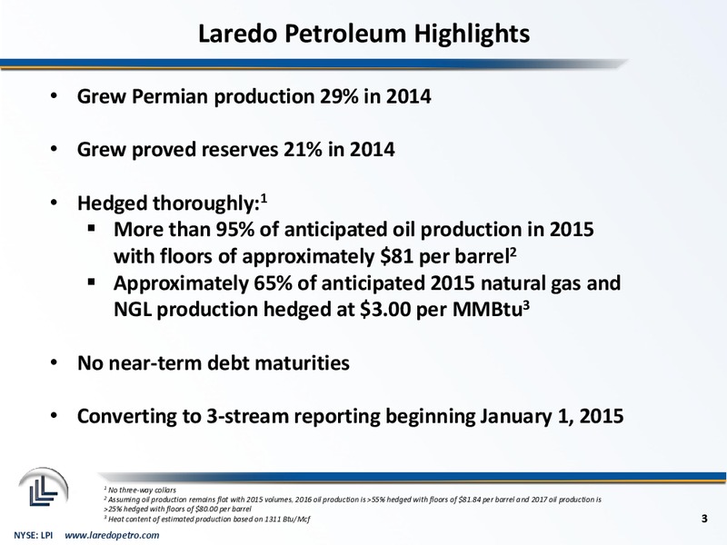 February 2015 Corporate Presentation – Laredo Petroleum Inc. – slide 2