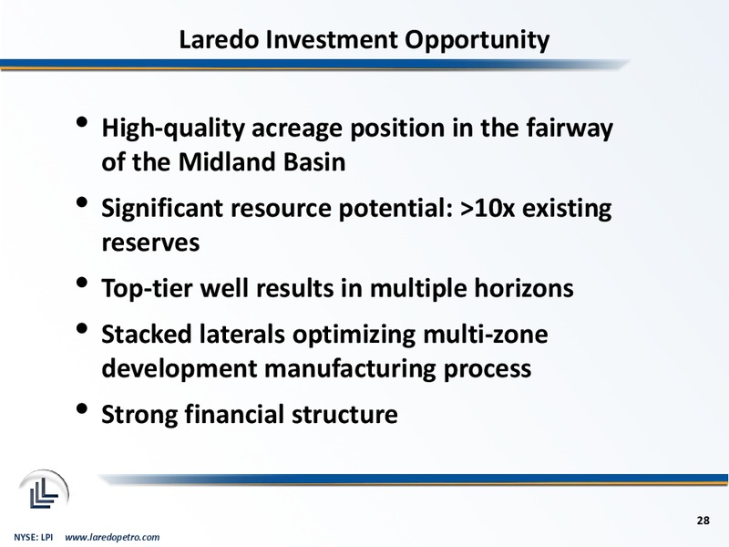 Investor Presentation – Laredo Petroleum Inc. – slide 27