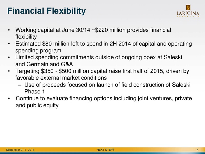Peter's & Co Limited 2014 Energy Conference – Laricina Energy Ltd – slide 7