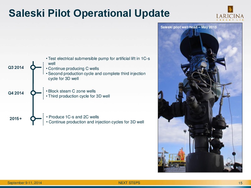 Peter's & Co Limited 2014 Energy Conference – Laricina Energy Ltd – slide 15