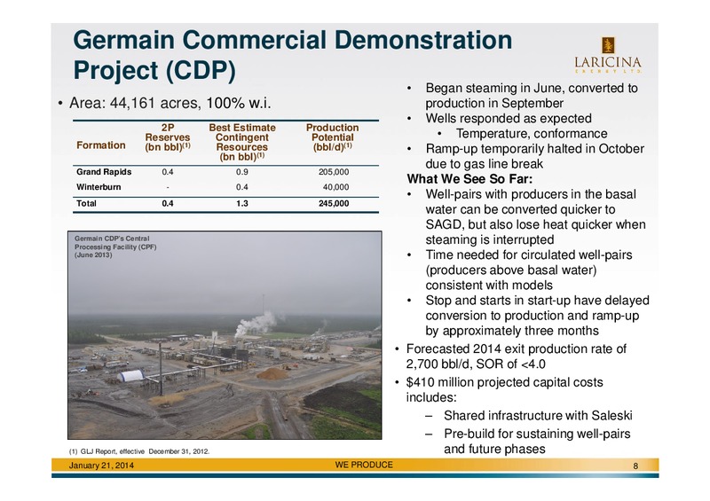 PETERS CO LIMITED LAKE LOUISE CONFERENCE – Laricina Exploration – slide 8