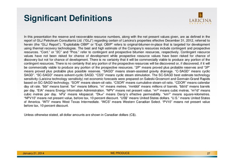 PETERS CO LIMITED LAKE LOUISE CONFERENCE – Laricina Exploration – slide 26