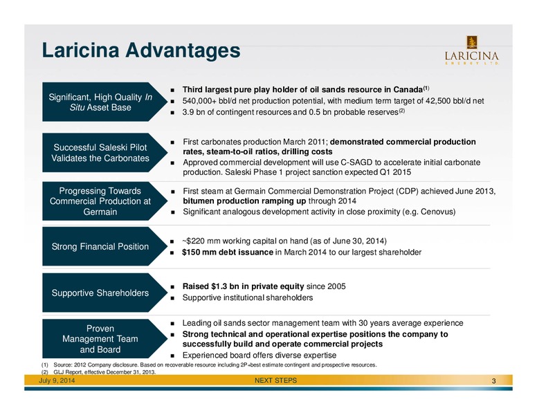 CALGARY ENERGY CONFERENCE 2014 – Laricina Exploration – slide 3
