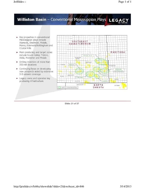 FIRSTENERGY CAPITAL EAST COAST ENERGY CONFERENCE – Legacy Oil + Gas Inc. – slide 21
