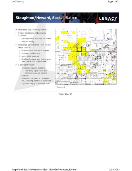 FIRSTENERGY CAPITAL EAST COAST ENERGY CONFERENCE – Legacy Oil + Gas Inc. – slide 30
