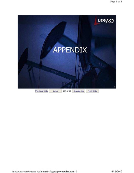 JUNE 2012 CORPORATE PRESENTATION – Legacy Oil + Gas Inc. – slide 23
